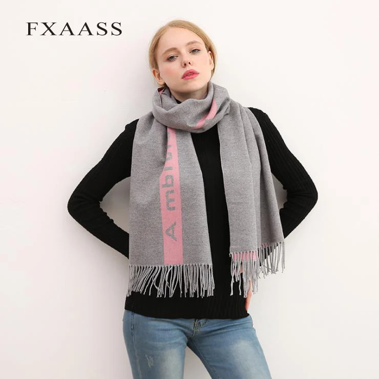 FXAASS новый осенне-зимний шарф шаль модная Пашмина женский большой с буквенным