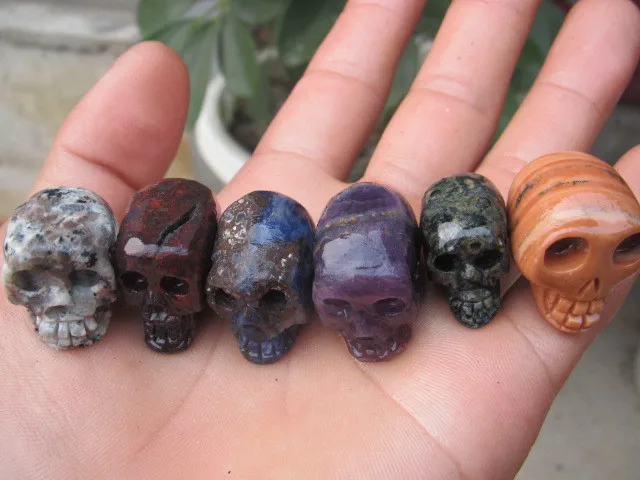 6 шт. натуральный цветной резной кварцовый кристалл исцеление черепа без