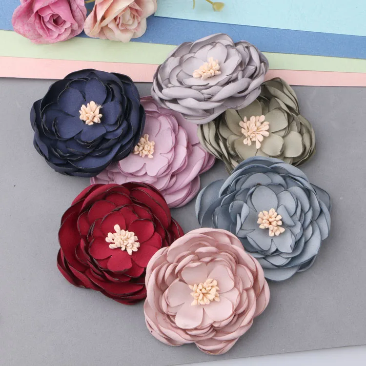 

Min order 10pcs/lot Stamens core decoration color multilayer cartoon camellia flower handmade florals diy jewelry hair accessory