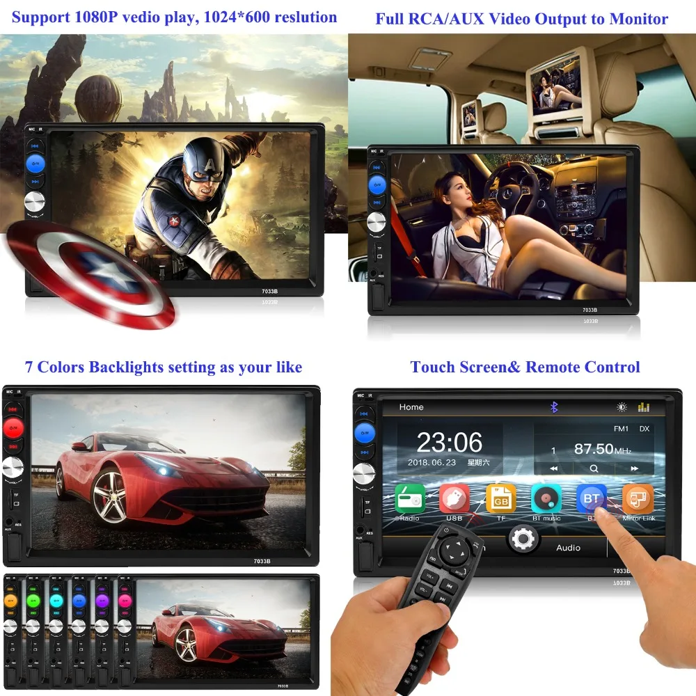 7036B Автомагнитола 2 DIN MP5 плеер mirrorlink Android 2din Автомагнитола " сенсорный экран HD Bluetooth мультимедиа авторадио