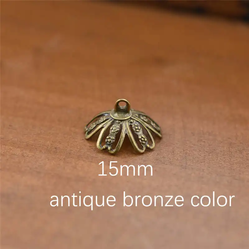 15mm bronze color 50 штук 8,5 мм 10 мм 15 мм цветок бусины колпачок кулон разъем ювелирные изделия аксессуары ювелирные изделия - Цвет: 15mm bronze color