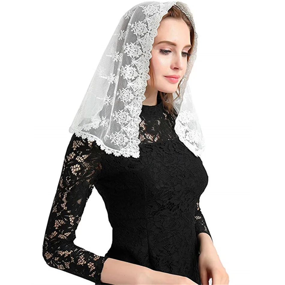 Черный белый цвет свадебная Фата Мантилья для Church Veil католический Латинской