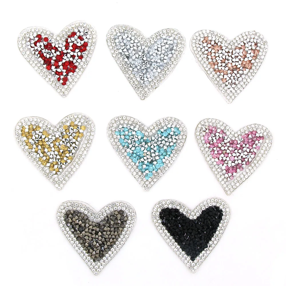 4 9 см нашивки Стразы в форме сердца любовь Горячая фиксация стразы s нашивка для