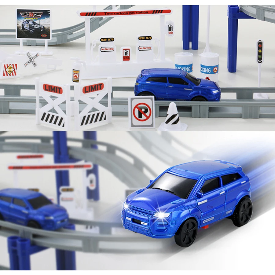 DIY multi-track Rail автомобильный Строительный блок Набор железнодорожных поездов, спиральный трек горки электрические автомобильные развивающие сборочные игрушки
