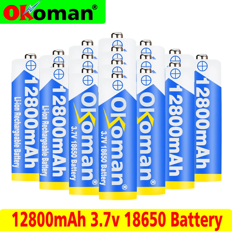 Аккумулятор Okoman 18650 перезаряжаемая батарея 3 7 в 12800 мАч литий-ионная