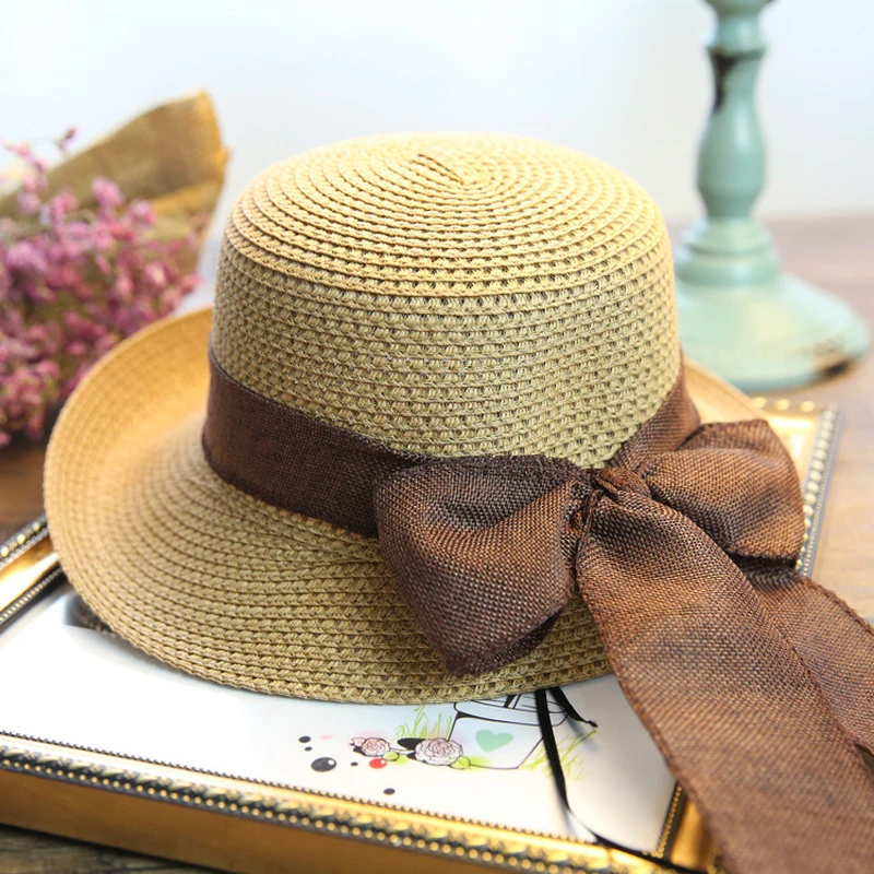 

Women Fashion Lady Sweet Romantic Vintage Elegant Sun Hat Spring Outdoor Sun-Proof Beach Wide Brim Bucket Summer Hat Accessories