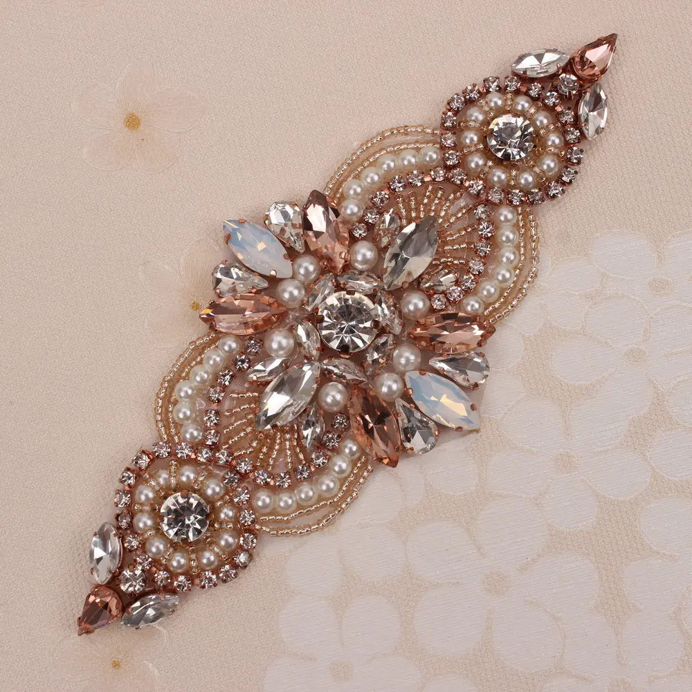 (30 шт.) оптовая продажа Горячая фиксация розовое золото свадебный пояс шитье на