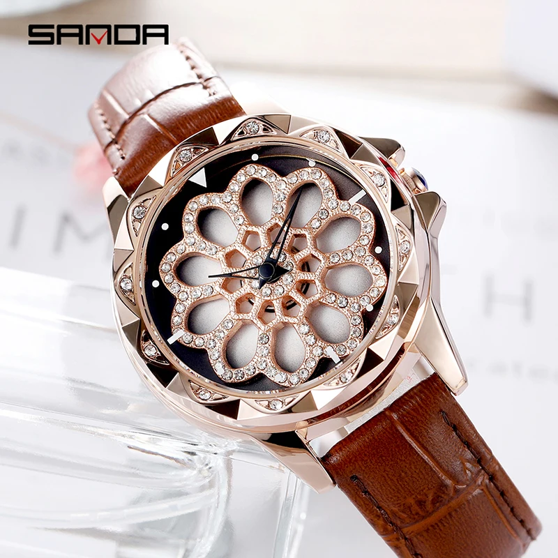 SANDA Стразы женские часы под платье с бриллиантами роскошные брендовые наручные