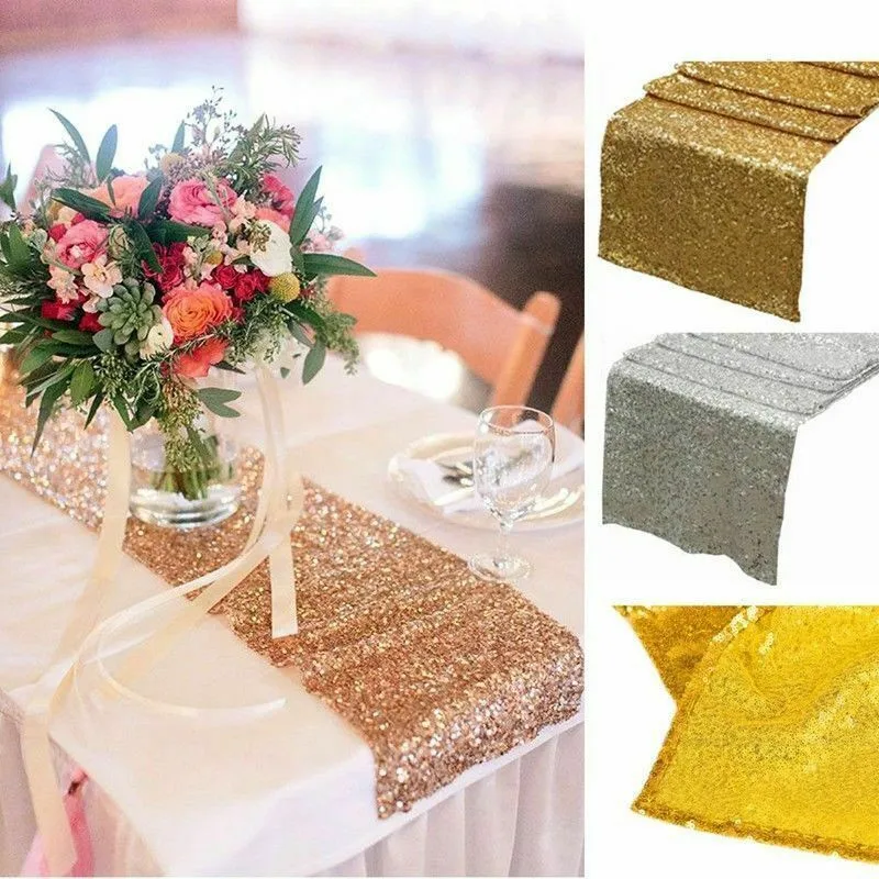 Блесток настольный бегун глянцевый золотистый Серебристый цвет роскошный стиль