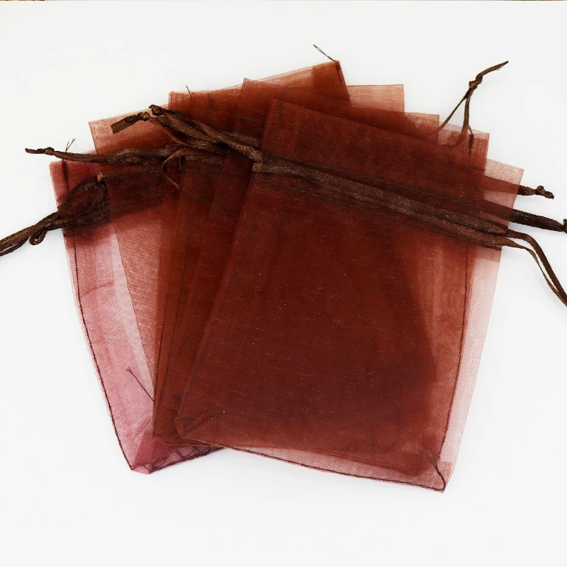 Оптовая продажа 200 шт./лот 11x16 см кофейная подарочная Сумка из органзы милые