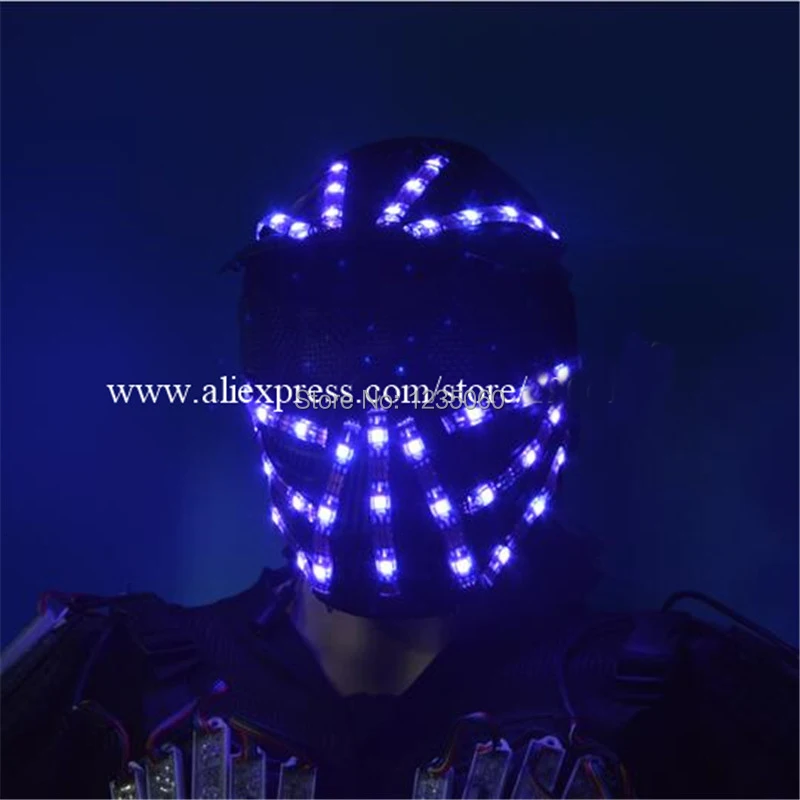 New RGB Colorful LED Luminous Robot Helmet Flashing Halloween Christmas Party Stage Performance Hat Headwear For Dancing Bar DJ | Дом и сад