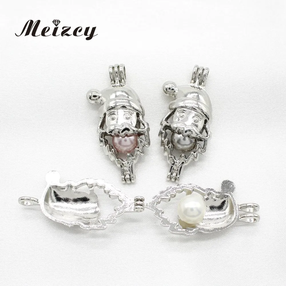 10pcs Santa Claus Christmas Pearl Cage Jewelry Making Bead Pendant Perfume Essential Oil Diffuser Lockets Aroma Necklace | Украшения и