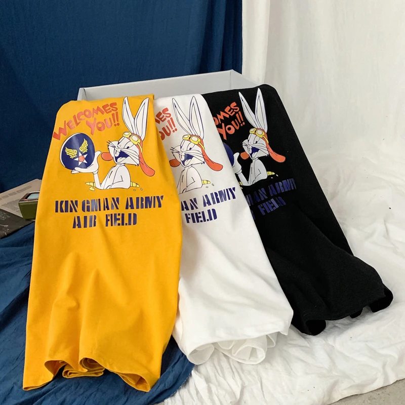 Повседневная Свободная футболка большого размера с круглым вырезом и короткими