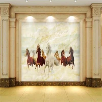 custom mural wallpaper horse to success eight horses tv sofa background wall