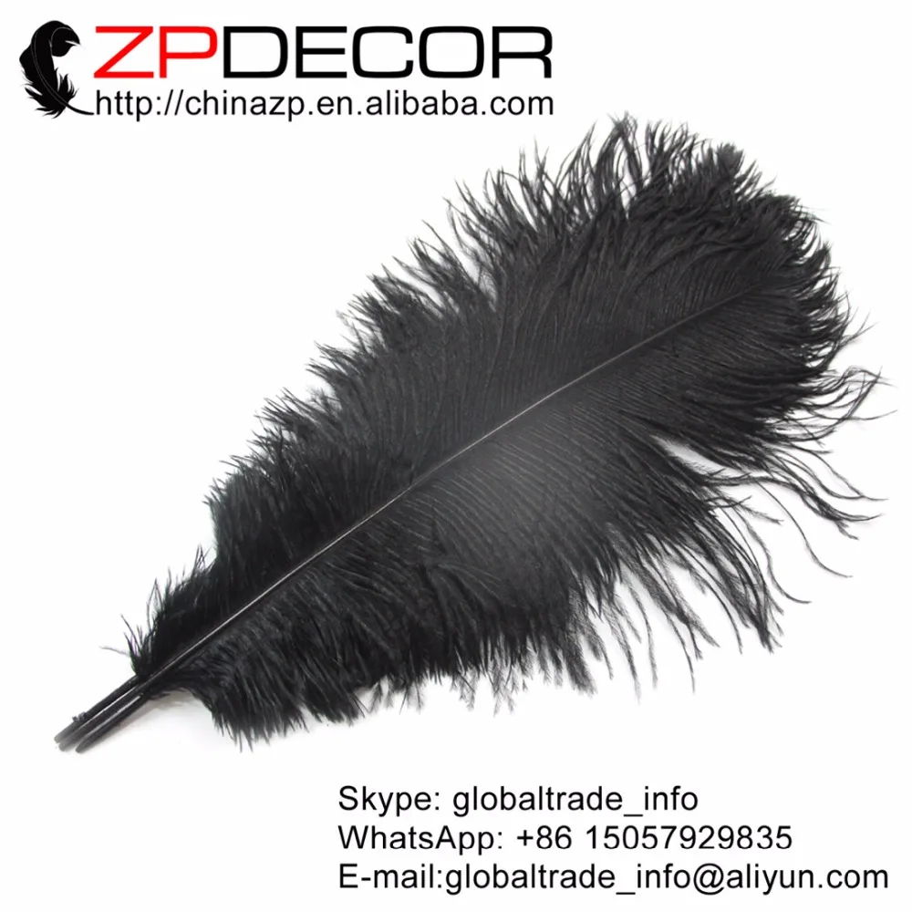 

ZPDECOR 40-45cm(16-18inch) 100pieces/lot For Decoration Unique Fluffy Black Ostrich Feathers