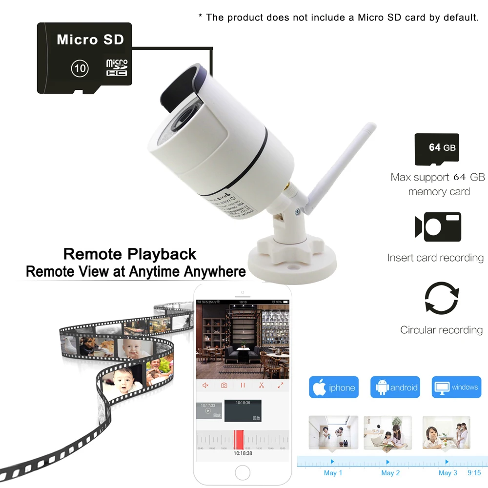 Ip-камера Wifi 1080P 960P 720P наружная система видеонаблюдения 3 метра адаптер питания беспроводной аудио ONVIF hd-камера домашняя камера