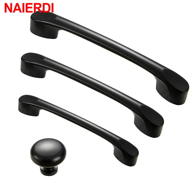 Черный шкаф NAIERDI из алюминиевого сплава ручки в американском стиле однотонный