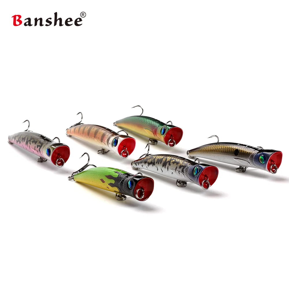 Banshee 6pcs/lot 80mm 8g VP02 Fishing Lure Rattle Sound Wobbler Artificial Hard Bait 6 Colors Freshwater Bass Popper | Спорт и