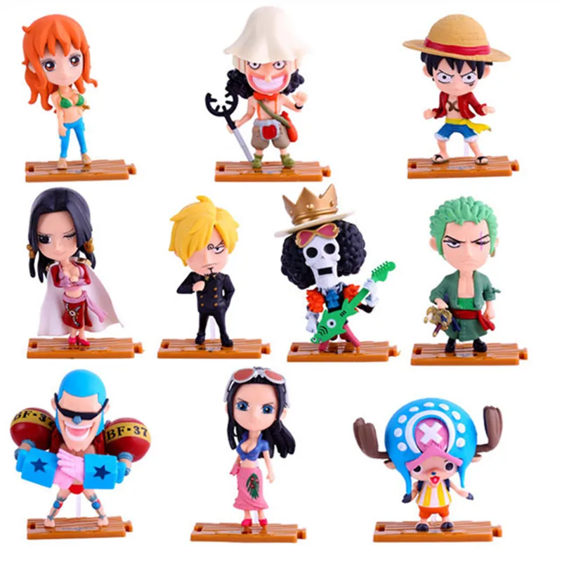Аниме One Piece Figuras Toys 10 шт./лот см Чоппер Hancock Nami Zoro ПВХ фигурка модель игрушки куклы