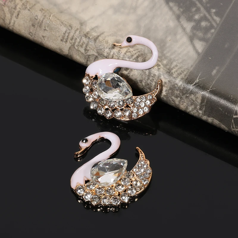 2016new 50pcs swan rhinestone buttonsbuckle for diy phone case and hair accessories zj240 free global shipping