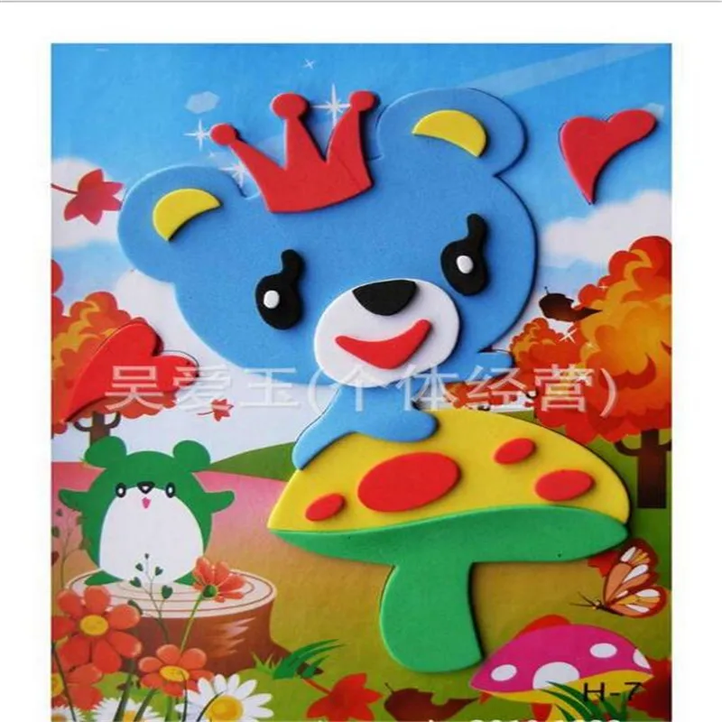 

10pcs/lot 2016 New Cute DIY Cartoon Animal 3D EVA Foam Sticker Early Learning Education Toys for Children