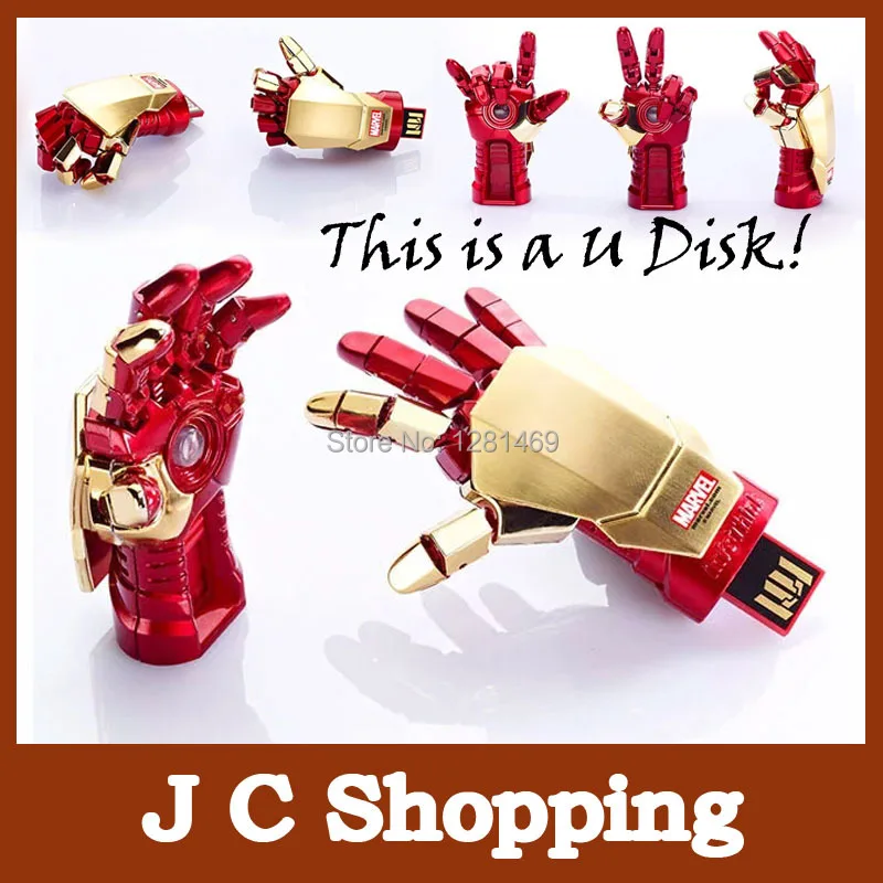 Amthin usb флеш-накопитель креативный Железный человек Флешка в форме ладони