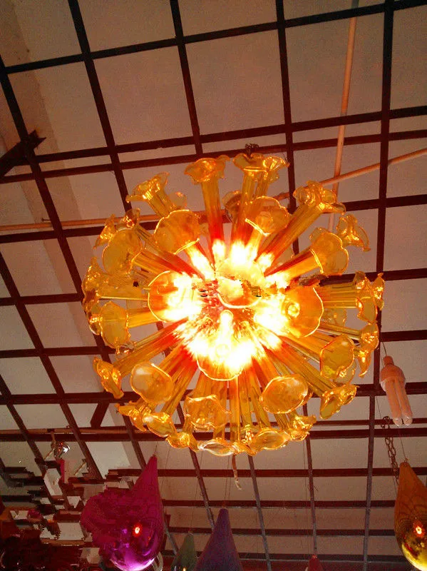 

100% Mouth Blown Borosilicate Home Decoration Blown Glasss Gold Chandelier Lighting Round Shape
