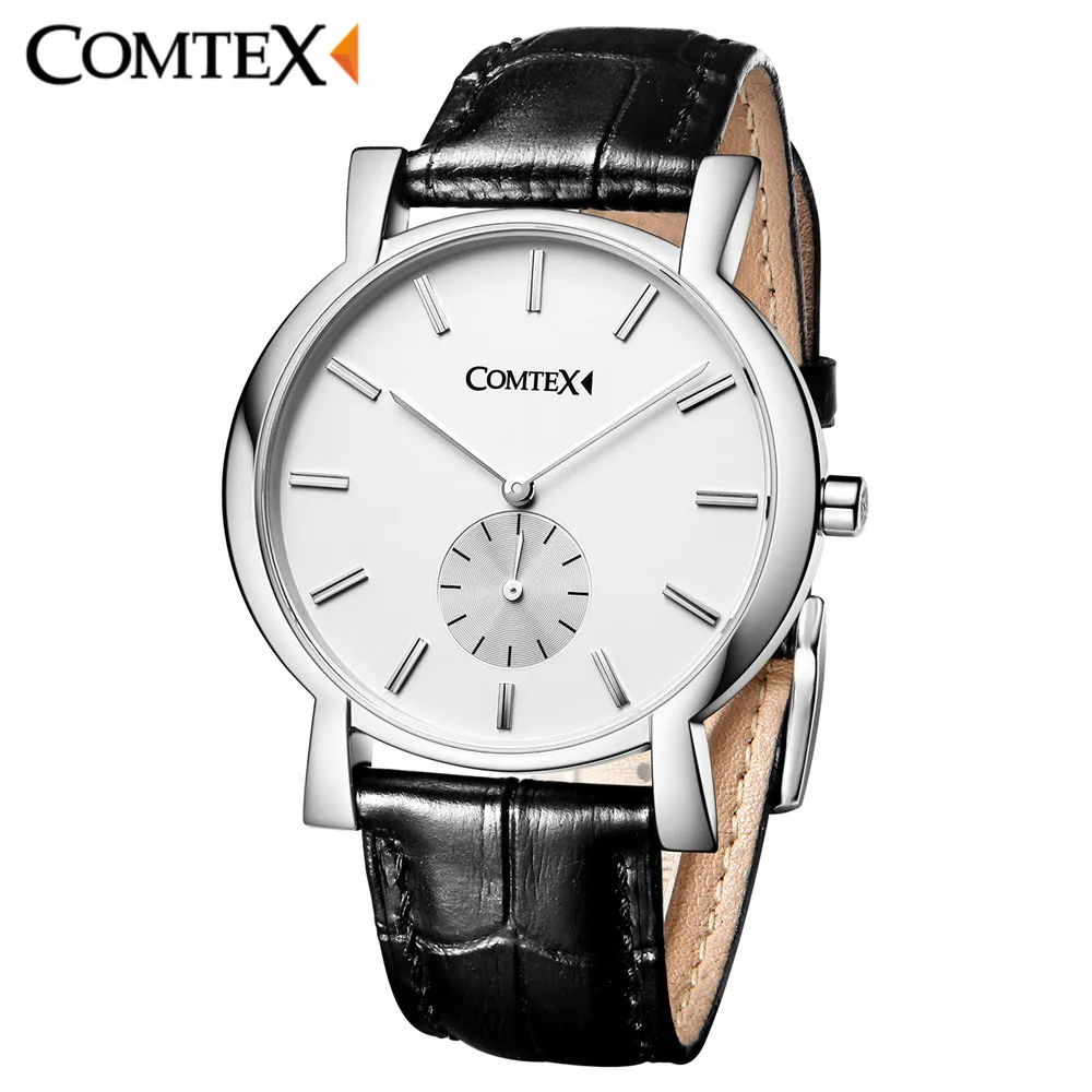 Comtex Для мужчин смотреть новый простой модные черные кожаные Пряжка Группа