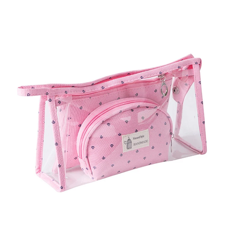 Новый прозрачный ПВХ косметичка Makeupbag набор из трех предметов дорожная
