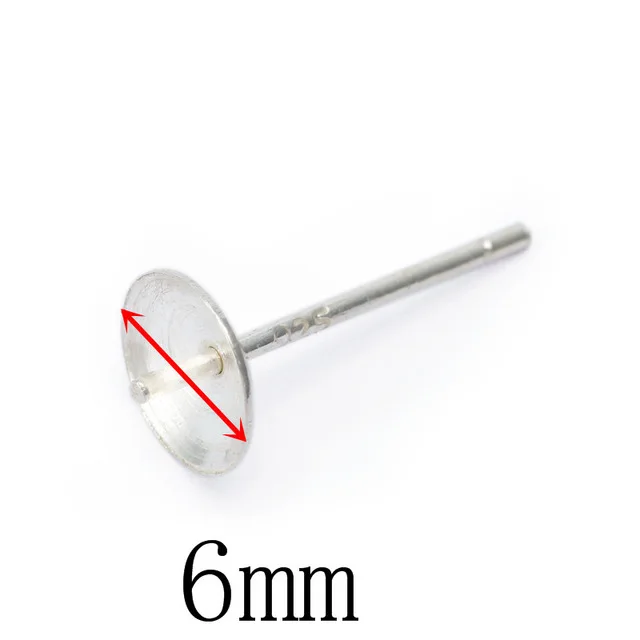 6MM Base 925 пробы серебряные серьги-шпильки, кабошон, плоская основа, пусковая площадка, 3 мм-8 мм, для рукоделия, серьги, шпильки, изготовление, установка, компоненты, фурнитура - Цвет: 6MM Base