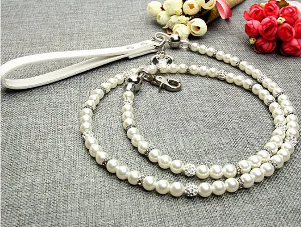 1 шт. собак кошек Модный жемчужный поводок собачка роскошный буровой шарик для