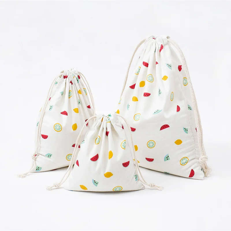 Printed cotton linen wholesale bundle mouth tea gift candy packaging bags rural style flower bear cartoon smart shopping bag | Багаж и