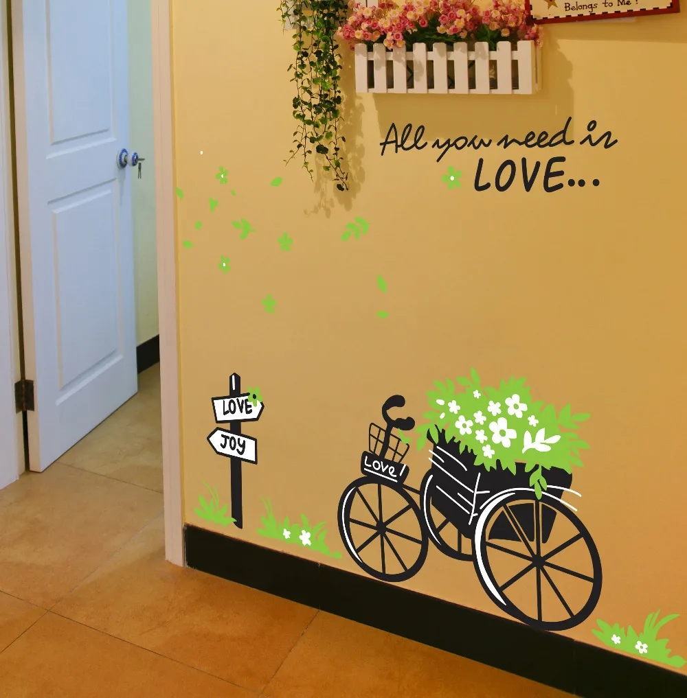 

All you need is love quotes bike 3d wall stickers decals 722 Living Room Decoration Art wall stickers