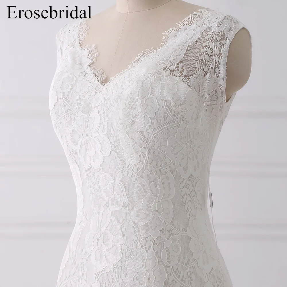 Женское свадебное платье элегантное кружевное простое с V-образным вырезом GLT005