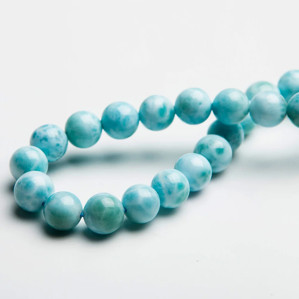 8 мм браслет из натуральных синих бусин Larimar от Dominica Gemstone Healing Stretch Water Pattern AAAAAA |