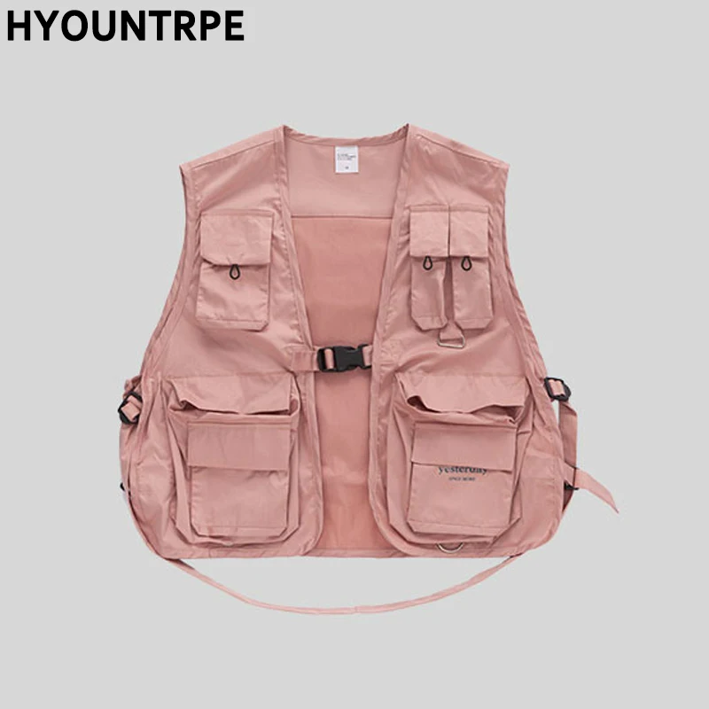 Hip Hop Loose Vest Sportswear Men Casual Cargo Waistcoat with Pockets Military Jacket Coat Streetwear Tactical Vests Sweatshirts | Мужская