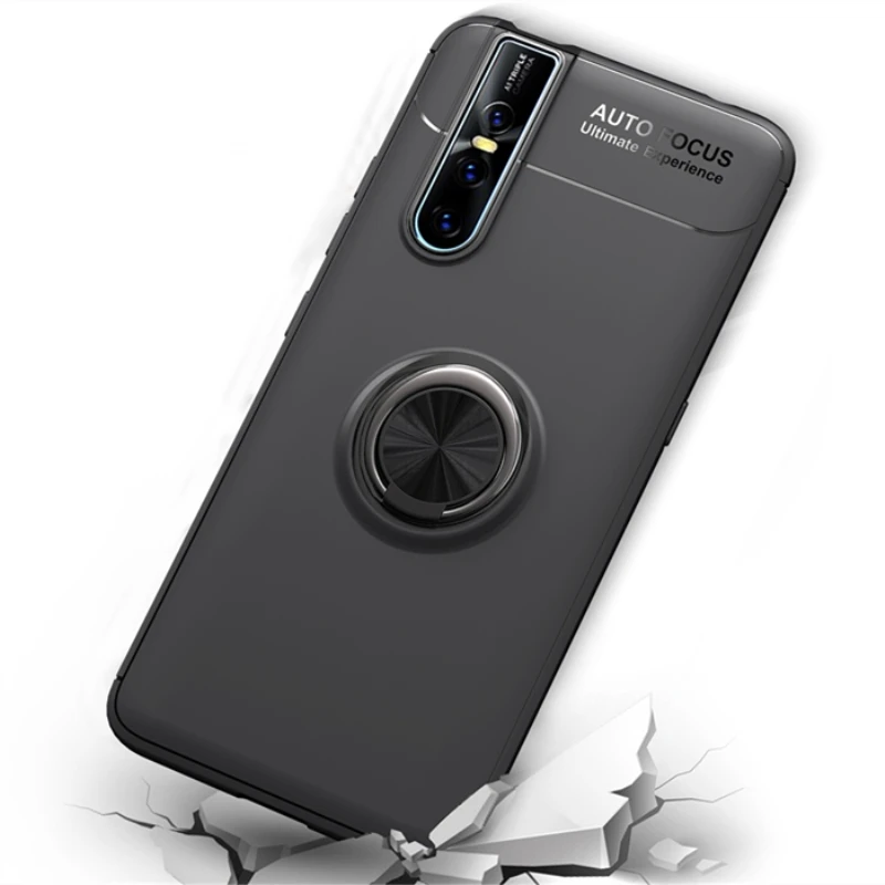 Металлический палец кольцо Крышка для VIVO V15 Pro Чехол телефона Матовый Мягкий