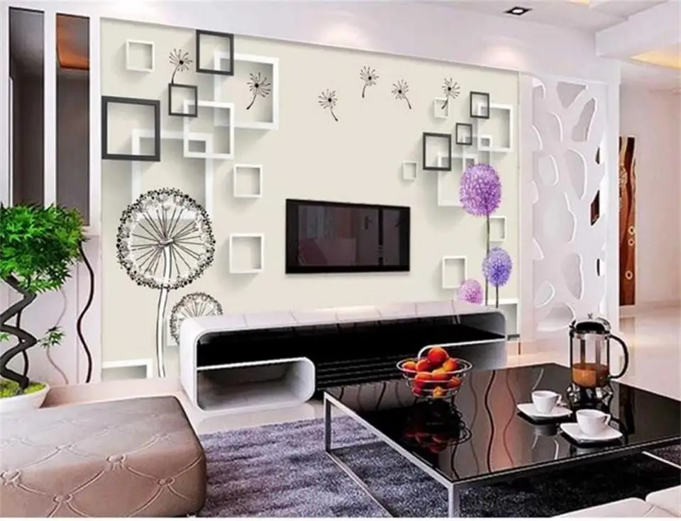 Custom Size 3D Photo Wallpaper Mural Living Room Sofa TV Backdrop Dandelion Square Box Picture Home Decor | Обустройство дома