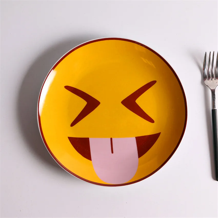 sticking tongue Керамика творческий Западный стейк тарелка милый мультфильм шаблон тарелка еда лоток ароматизатор блюдо обеденные тарелки Рождественский подарок - Цвет: sticking tongue
