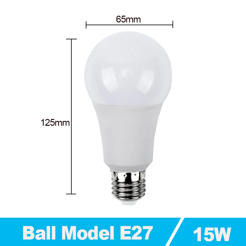 Ball 15W E27 Светодиодный светильник 220 В, 15 Вт, 20 Вт, 30 Вт, 50 Вт, 60 Вт, Bombilla светодиодный светильник 240 в, точечный светильник, лампада, светодиодный светильник s для дома, холодный белый - Emitting Color: Ball 15W