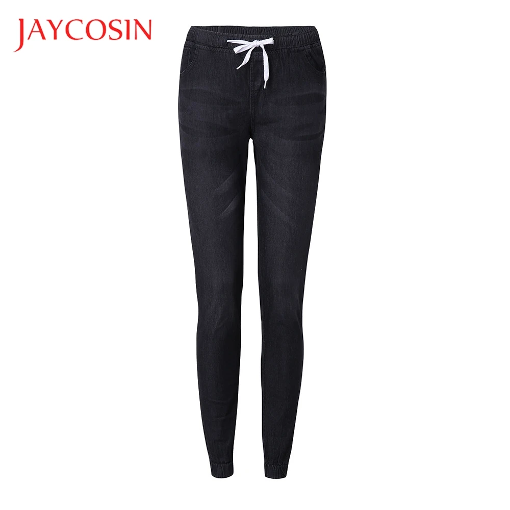 Женские эластичные джинсы JAYCOSIN Свободные повседневные укороченные со шнурком