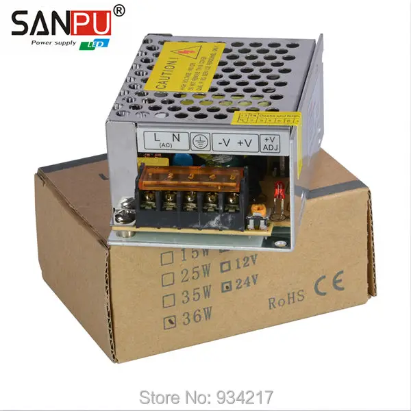 SANPU SMPS Светодиодный источник питания 36 Вт 24 В 1 5a AC DC 100 240 в импульсный