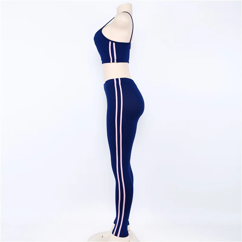 Survetement Femme спортивный костюм женские Синие леггинсы с топом брюки комплект из 2