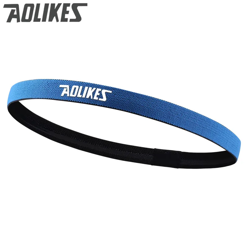 Blue Aolikes одноцветная спортивная лента для волос силиконовый нескользящий Эластичный Напульсник для фитнеса, йоги, спортзала, бега, велоспорта - Цвет: Blue