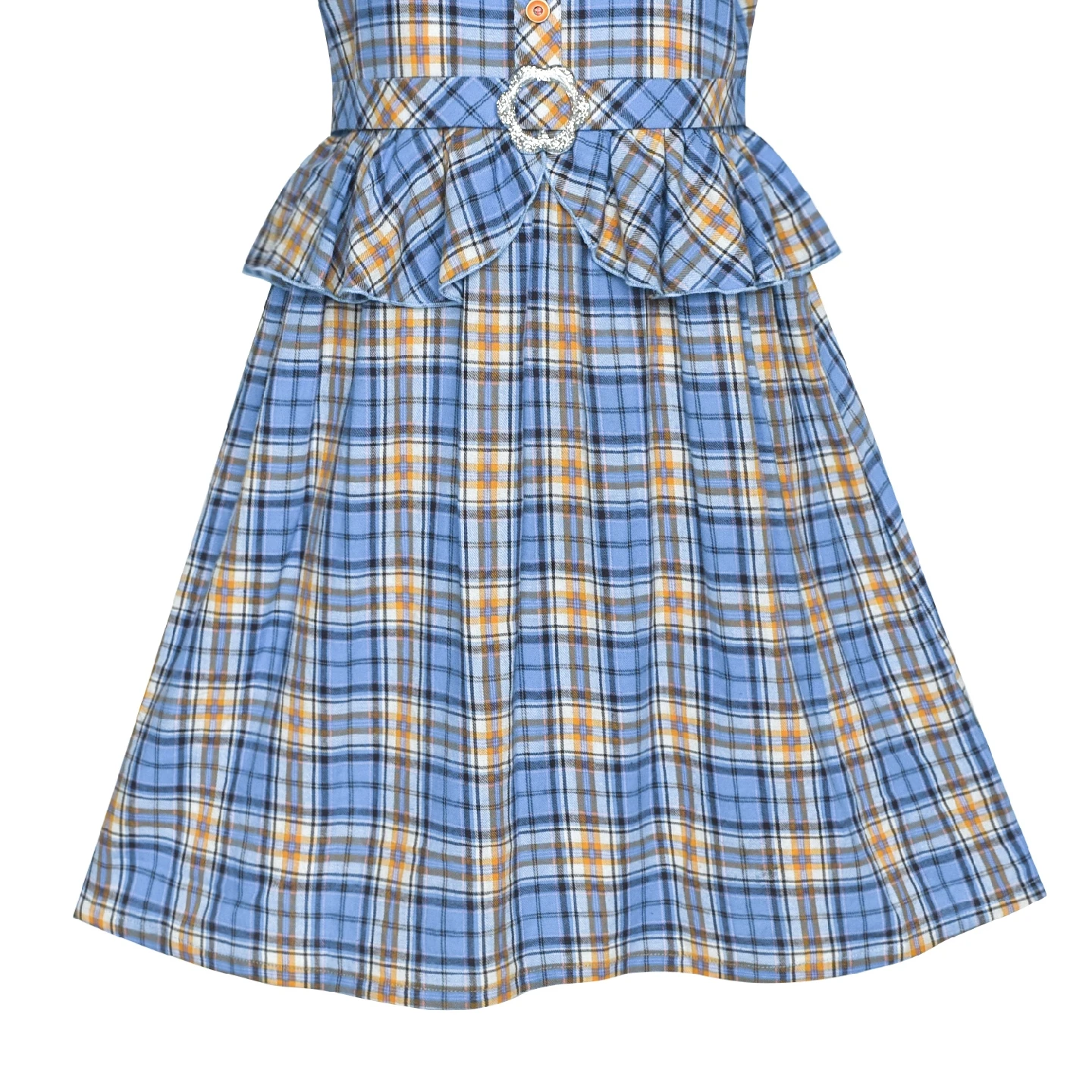 Girls Dress 2-in-1 Blue Tartan School Uniform Pleated Hem Belted Cotton 2019 Summer Princess Wedding Party Dresses Clothes | Детская