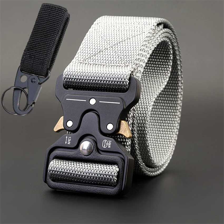 Gray Belt Set 115-135 см брендовый холщовый ремень, тактический дизайнерский мужской ремень, Кобра, пряжка, длинные нейлоновые ремни, многофункциональный Быстросохнущий мужской армейский ремень - Цвет: Gray Belt Set