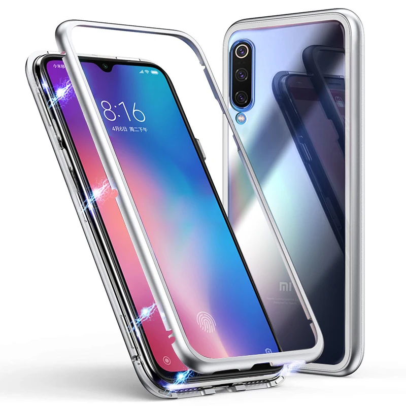 Магнитный чехол KEYSION для Xiaomi mi 9 8 SE A2 прозрачное закаленное стекло+ металлическая жесткая задняя крышка для Red mi Note 7 Pro 6 5 Pro F1