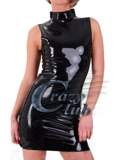 

Fashion Women Sexy Fetish Latex Erotic costumes Sexy Women Latex mini dress style collar with back zip Customized Dress Fetish