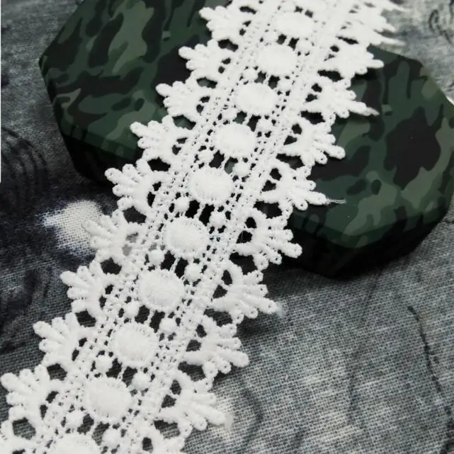 15yds 5 см Высококачественная Водорастворимая молочная шелковая кружевная лента, белая аппликация с кружевной отделкой, шнур, аксессуары для шитья кружевной ткани