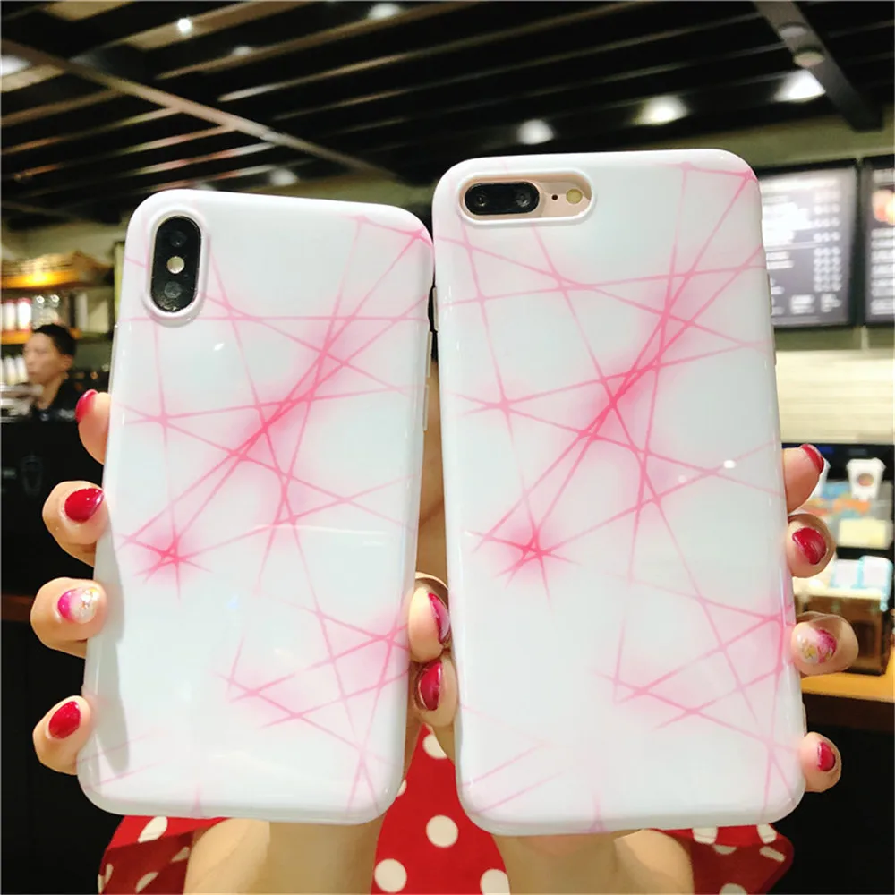 WANGFUZHI розовый волокно узорчатый чехол для iPhone 6 6S 7 8 Plus X Глянцевая задняя крышка